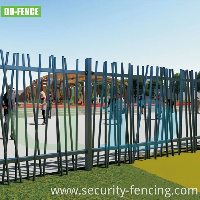 Outdoor Ornamental Galvanized Steel Fence Panel Metal Fencing Wrought Iron Fence for Garden Yard